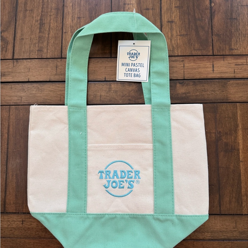 Trader Joe’s Mint and Cream Canvas Tote Bag